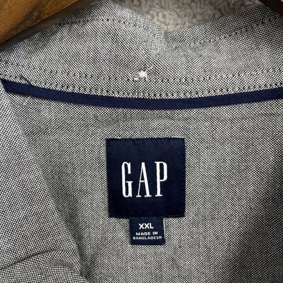 NWOT Gap Men's XXL Gray Long Sleeve Button-Up Shirt Cotton Spandex Blend - Picture 4 of 6